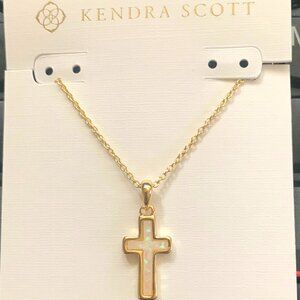 Kendra Scott Gold White Opal Cross Pendant Necklace